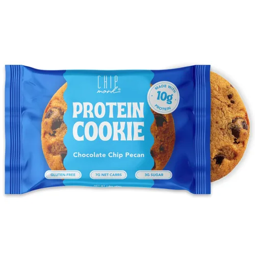 ChipMonk Galletas para hornear, nueces con chispas de chocolate y nueces altas en proteínas, aperitivos de gimnasio aptos para dietas bajas en