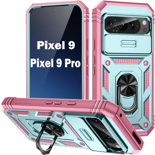Vista 146 de PASNEW Funda militar para iPhone 13 Pro Max, cubierta de cámara deslizante y soporte de anillo de metal de 360°, carcasa rígida multicapa resistente