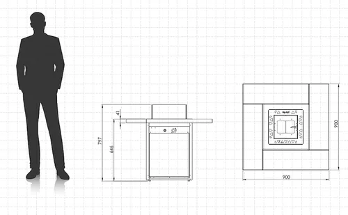 Vista 3 de Planika - Mesa cuadrada - Mesa para fogata de gas, calentador de espacio de propano de 35 pulgadas de ancho, mesa de centro para exterior, chimenea
