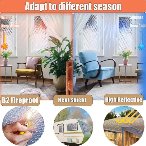 Vista 5 de MRPAPA Rollo de aislamiento reflectante, Reflectix para ventanas de caravanas, rollo aislante de burbujas ignífugo B2 para mantener el calor