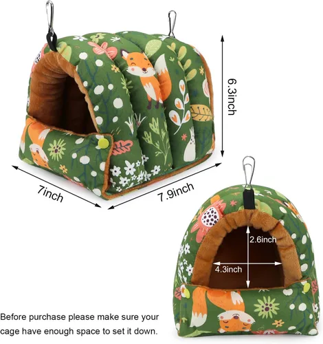 Vista 5 de Wontee Nido de Pájaro Casa de Invierno Cálido Refugio para Acostarse Cabaña Colgante para Loros, Periquitos, Caiques, Ninfas Senegal, Cacatúas, Verde