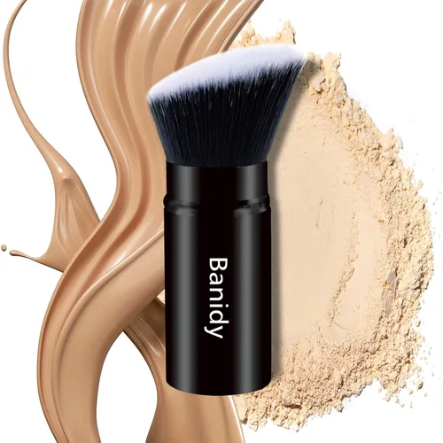 Vista 10 de Brocha de maquillaje, Brocha Kabuki retráctil Banidy para base, Brocha para polvo, colorete, bronceador, pulido, líquido, crema