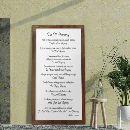 Vista 4 de WeiaMaoYi Letrero enmarcado con texto en inglés "Mother Teresas Forgive Them Anyway Do It Anyway