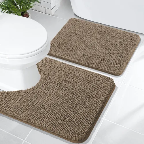 Vista 110 de OLANLY Juego de 2 alfombras de baño de felpilla suave y absorbente, antideslizantes, de secado rápido, lavables a máquina, accesorios de decoración