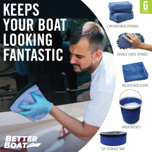 Vista 5 de Esponjas limpiadoras de barcos y lavado de autos, esponja de microfibra antiarañazos y paños de lavado, kit completo de limpieza para interiores