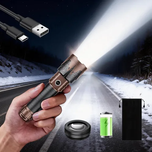 Vista 11 de SKYFIRE Linternas recargables de alto lúmenes con lente de ignición, linterna táctica súper brillante de 5000, con zoom, 6 modos, linterna