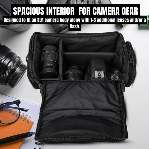 Vista 5 de eCostConnection Bolsa de transporte acolchada para cámara digital grande de lujo para cámaras DSLR Nikon, Sony, Pentax, Olympus Panasonic, Samsung