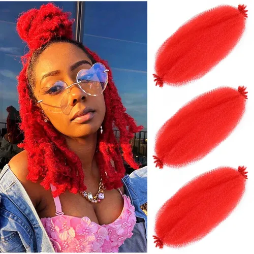 Vista 12 de Extensiones de cabello afro rizado Ginger 12 pulgadas, trenzas Marley de cabello trenzado elástico 350, extensiones de cabello afro rizado y rizado