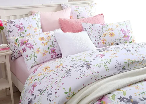 Vista 3 de Brandream - Juego de ropa de cama floral tamaño King, juego de funda de edredón 100% algodón egipcio, suave y lujoso, 800 hilos, 3 piezas, estampado