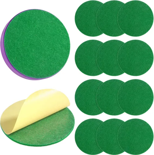 Vista 8 de Gejoy 94 mm Hockey Paddle Pads Self Adhesive Replacement Hockey Mallet Felt Pads Green Felt Sticker for 96 mm Pushers