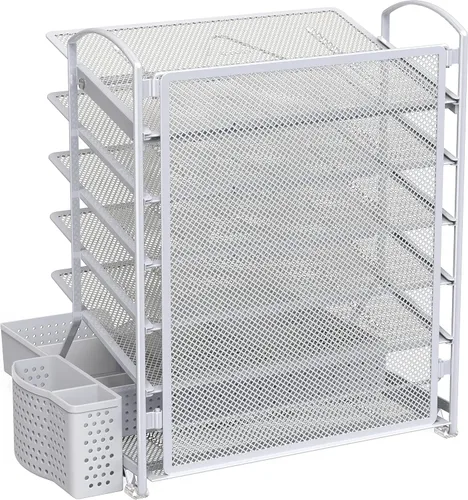 Vista 6 de Simple Houseware Organizador de archivos de escritorio de 6 niveles con Negro