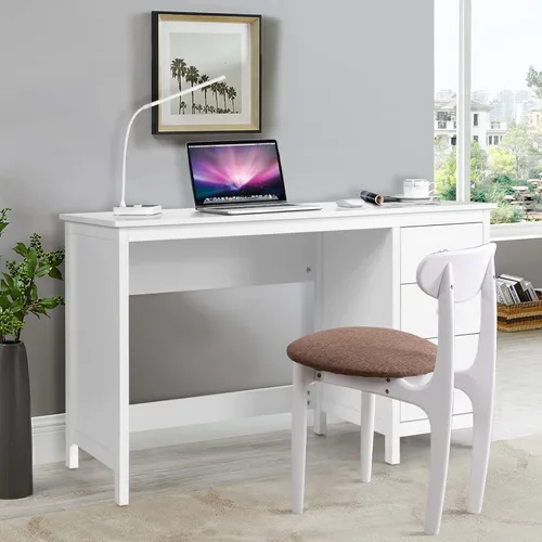 Vista 8 de Escritorio para computadora con cajones, estación de trabajo para computadora de oficina en casa, 48 x 20 x 29.5 pulgadas, modernos escritorios