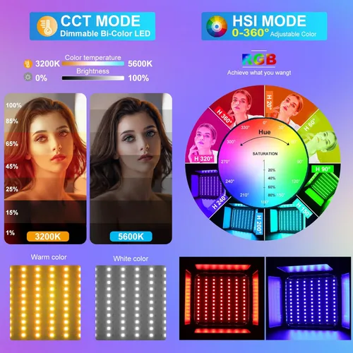 Vista 3 de GVM - Kits de iluminación de fotografía RGB 800D con 2 cajas de luz, luces de estudio con control Bluetooth, 2 paquetes de luz de video con 18