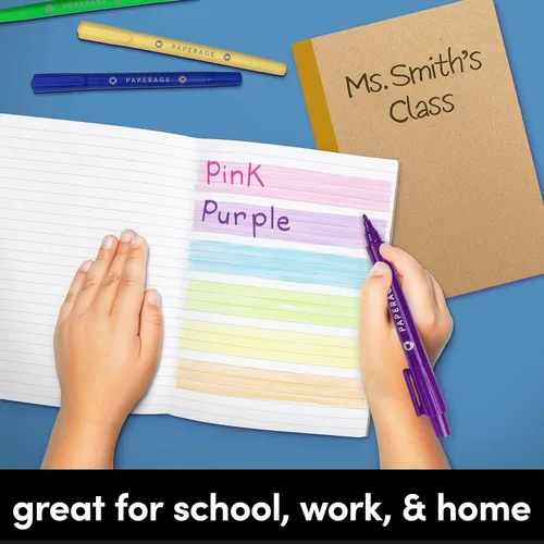 Vista 8 de PAPERAGE Paquete de 36 cuadernos de composición, 120 páginas, cubierta de papel kraft con lomo de tono de joya, papel rayado con rayas