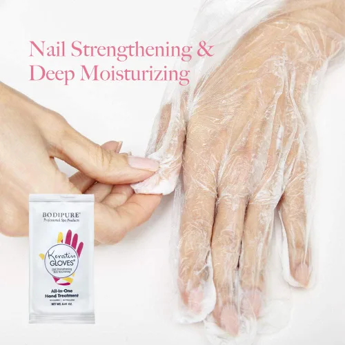 Vista 4 de Bodipure Máscara de mano hidratante todo en 1, máscara de mano de queratina y vitamina E para manos secas y agrietadas, fórmula de guantes