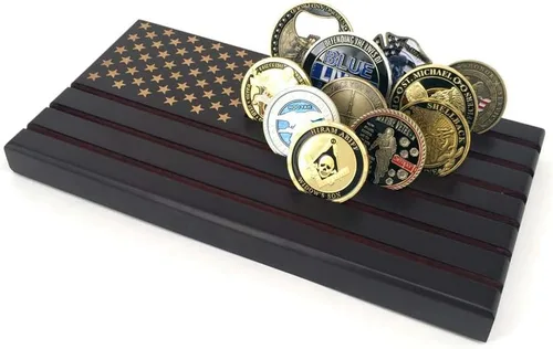 Vista 3 de Soporte de exhibición militar de 6 filas con bandera americana