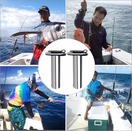 Vista 3 de 2 soportes para caña de pescar de montaje empotrado con tapa de goma, forro y junta (tornillos incluidos)