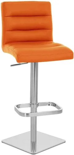 Vista 155 de Zuri Muebles Taburete de bar moderno de altura ajustable gris exuberante con base plana redonda cepillada