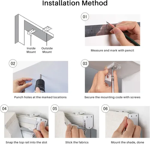 Vista 7 de Persianas romanas para ventanas, filtran la luz y bloquean el calor, persianas para el hogar, sala de estar, puerta, dormitorio, textura de lino, 45