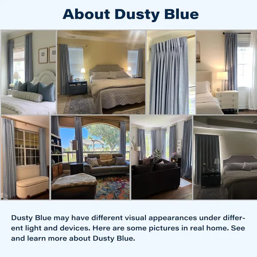 Vista 3 de WEST LAKE Cortinas Completamente Opacas Bailey con Pliegues Pinzados de 63 Pulgadas Azul Polvoriento con Forros, Cortinas Texturizadas Modernas