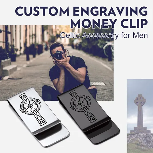 Vista 5 de Bandmax Clip para dinero para hombres, billetera delgada de acero inoxidable para tarjetas de crédito, personalizable, clips de dinero en efectivo