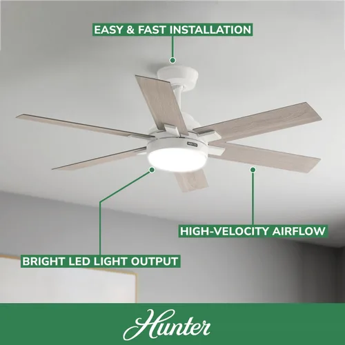 Vista 2 de Hunter Fan Company 51880 Georgetown Ventilador de techo, blanco fresco, 52