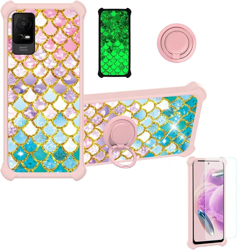 Vista 7 de jioeuinly Cricket Ovation 2 - Funda compatible con AT&T Maestro Max (2021) con protector de pantalla de vidrio templado, policarbonato duro +