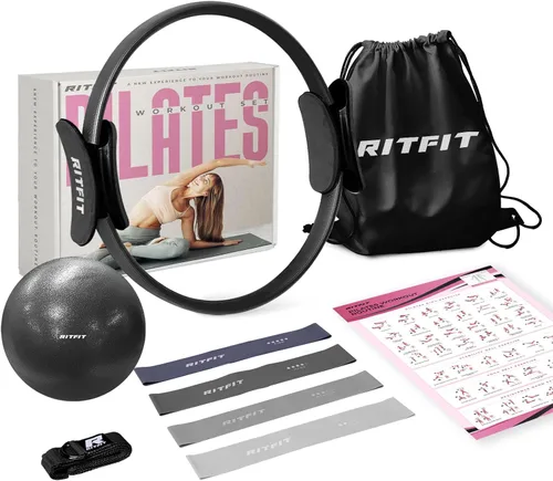 Vista 12 de RitFit Pilates Ring Circle - 14 Inch Magic Fitness Circle for Toning Inner & Outer Thighs, Bonus Workout Guide Included