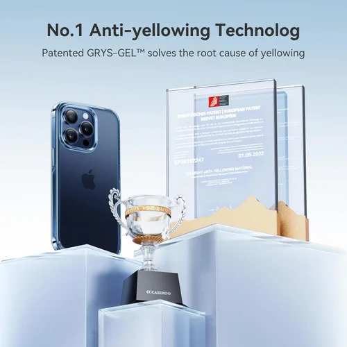 Vista 6 de CASEKOO Funda azul para iPhone 15 Pro Max, tecnología nunca amarilla, protección de grado militar de 10 pies, funda delgada transparente