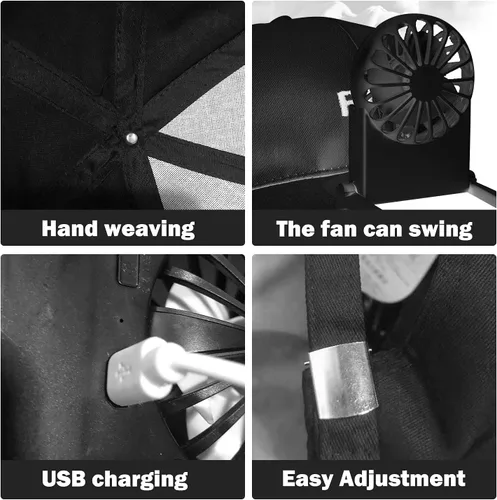 Vista 4 de CTCK Winning Fan Hat-Hat - Sombrero para hombre y mujer con ventilador integrado con carga solar USB, sombreros de sol para mujer