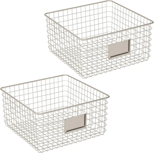 Vista 9 de mDesign - Canasta de rejilla de metal para organizar y almacenar alimentos, paquete de 2