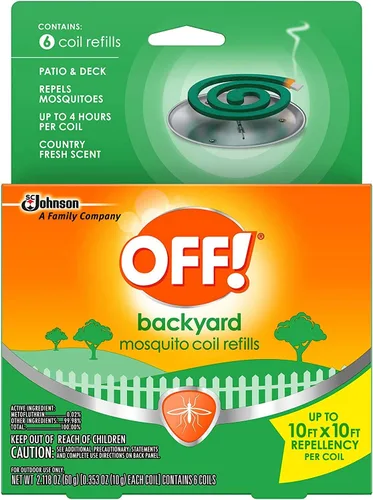 OFF! Repuestos de bobina de mosquitos para patio y áreas exteriores de patio trasero repelen mosquitos, 6 unidades (paquete de 1)
