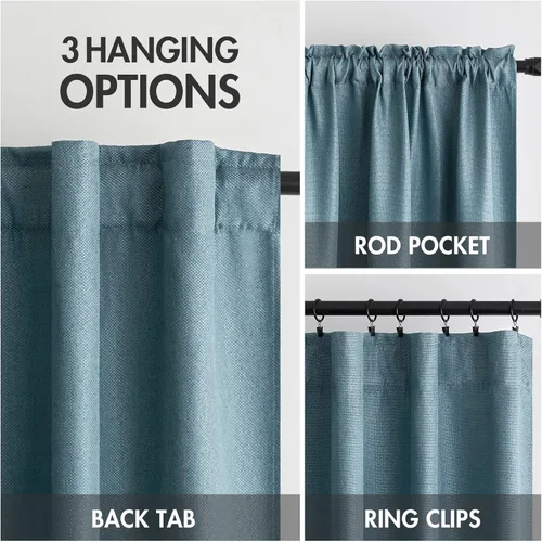 Vista 2 de MIULEE Cortinas con textura de lino de 90 pulgadas de largo, paneles de cortina opacas para dormitorio/sala de estar, cortinas con aislamiento