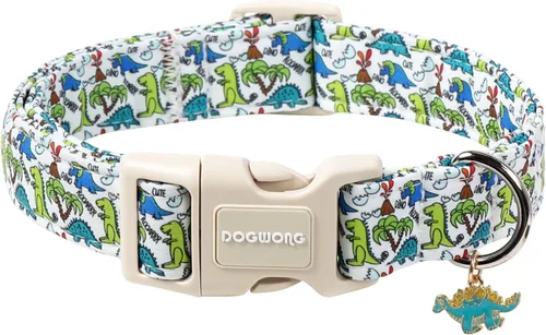 Vista 93 de DOGWONG Collar de algodón y cáñamo para perros, collar rosado resistente ajustable de tela natural suave para mascotas, lindo collar de boda