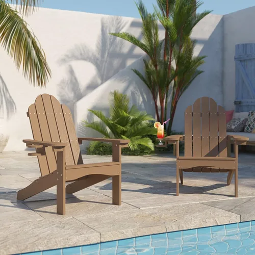 Vista 31 de LUE BONA HDPS Sillas Adirondack de 2, Silla para Hoguera al Aire Libre, Resistente a la Intemperie con Portavasos, Silla Moderna de Plástico