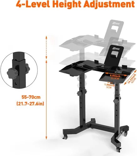 Vista 3 de Uboway Adjustable Dumbbell Stand- Dumbbell Rack with 4 Level Height Adjustment, Weight Stand for Dumbbells with Tablet Holder and Wheels, Hand