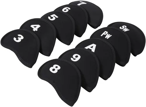 Vista 5 de 10Pcs Neoprene Black Golf Head Covers for Iron with White Club No. Fit Most Brands