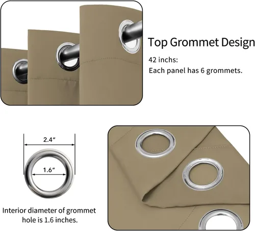 Vista 579 de Easy-Going - Cortinas opacas para dormitorio, aislamiento térmico sólido con ojales, cortinas de ventana para reducción de ruido, cortinas