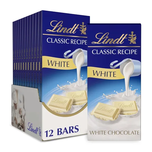 Vista 8 de Lindt CLASSIC RECIPE - Barra de caramelo de chocolate blanco con galletas y crema, caramelo de chocolate blanco con piezas de galletas de chocolate
