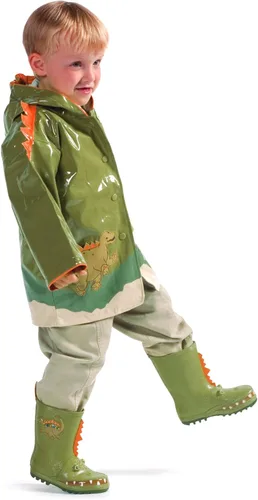 Vista 5 de Botas de lluvia de dinosaurio para niño, Roaring Dino Verde