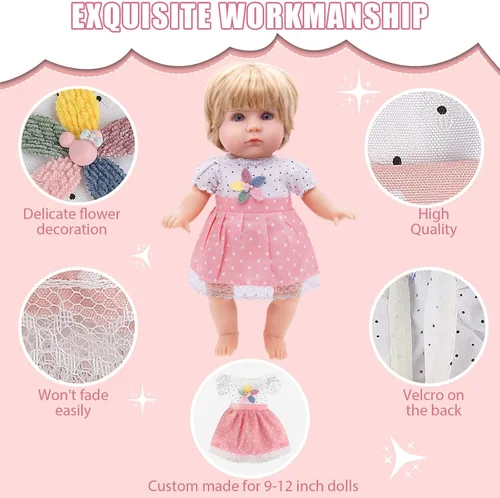 Vista 2 de Ropa y Accesorios para Muñecas Alive - Vestidos de Muñeca de Bebé que se Ajustan a Muñecas de Niña de 10, 11, 12 Pulgadas, 6 Conjuntos de Ropa