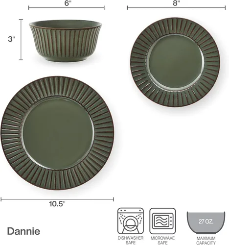 Vista 3 de Pfaltzgraff Dannie - Juego de vajilla de 12 piezas, servicio para 4, color gris
