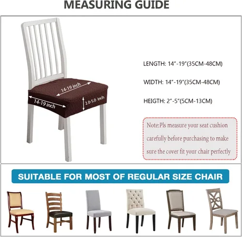 Vista 2 de LANSHENG Stretch Seat Covers for Dining Room, Jacquard Dining Chair Seat Protectors Removable Washable Waterproof Kitchen Chair Slipcovers Set of 4