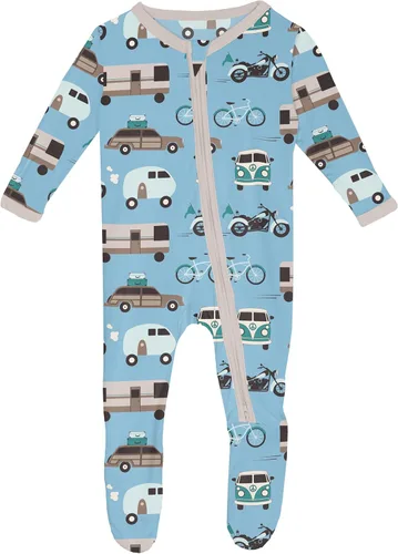 Vista 116 de KicKee Baby & Toddler - Pijama de viscosa ultrasuave de bambú con patas abatibles y puños