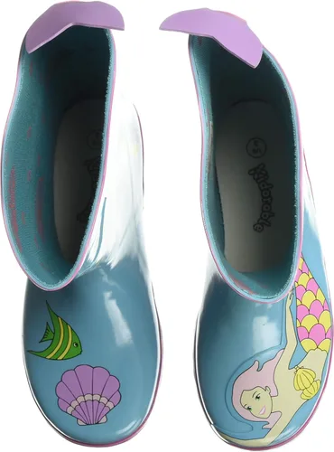 Vista 5 de Kidorable Blue Mermaid Botas de lluvia de goma natural wFun Fishtail tire en la pestaña del talón