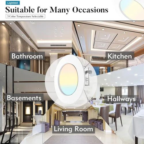 Vista 7 de Lightdot Carcasa LED empotrable de 6 pulgadas con molde, luz giratoria de cardán CRI>90 3000K/4000K/5000K regulable Incluye caja de conexiones