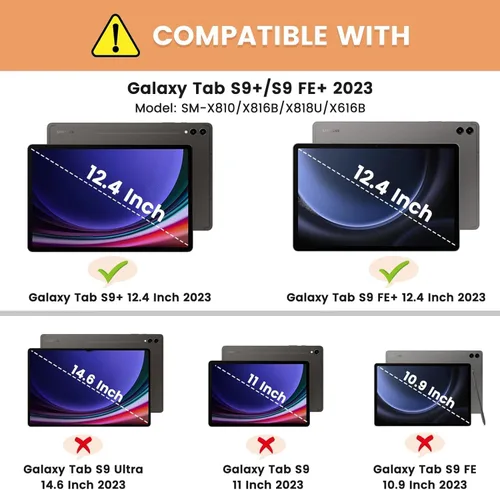 Vista 2 de ALILANG Case for Samsung Galaxy Tab S9 FE+ / S9 FE Plus 12.4-Inch Tablet, Lightweight Folio Shockproof Folding Stand Protector Cover for Galaxy Tab