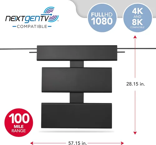 Vista 2 de RCA - Antena amplificada para exteriores, ático HD, antena HD multidireccional con rango de 100 millas, antena digital OTA, recepción VHF y UHF