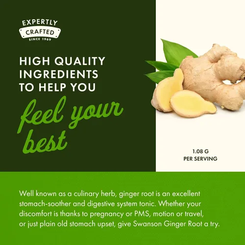 Vista 5 de Swanson Premium Brand Raíz de Jengibre 540 Miligramos 100 Cápsulas