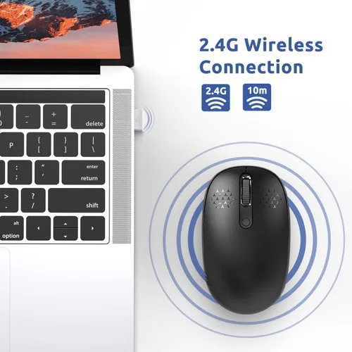 Vista 2 de Trueque Mouse inalámbrico, mouse portátil silencioso de 2.4 GHz con receptor USB, mouse ergonómico inalámbrico de viaje, ratones ópticos móviles